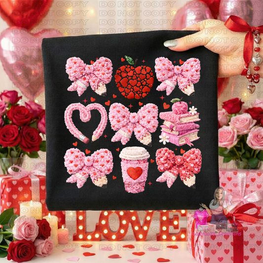 Teacher Coquette/Faux Embroidery/Tshirt/Valentines