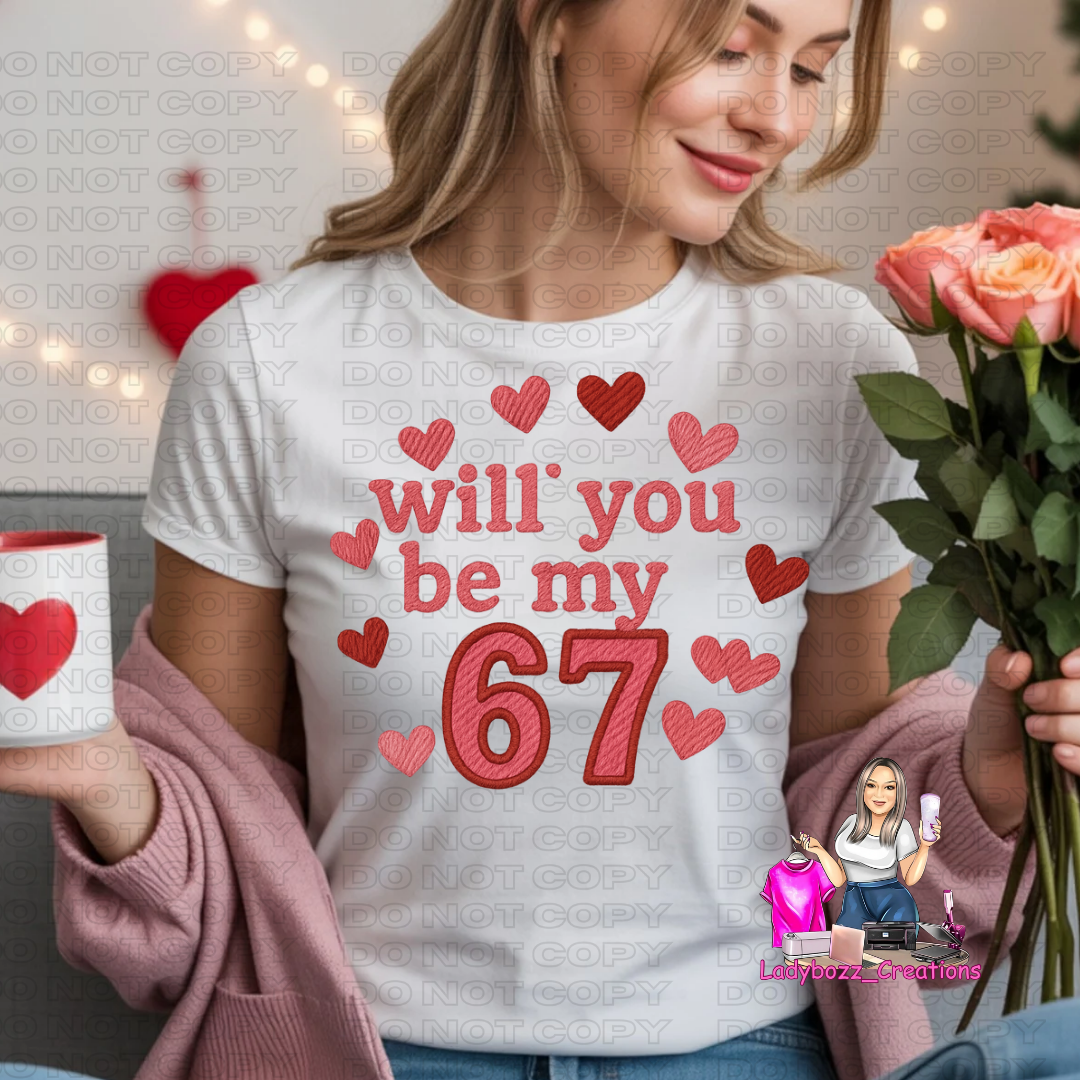 67/Valentines/Faux Embroidery Tshirt/Several Options