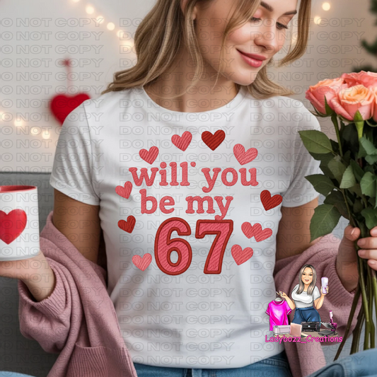 67/Valentines/Faux Embroidery Tshirt/Several Options
