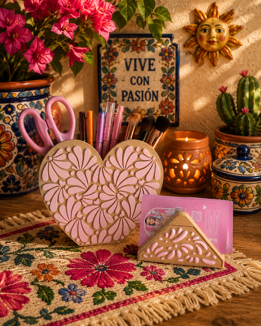 Talavera Pink and Card Holder/Organizer/Pen holder/3d print