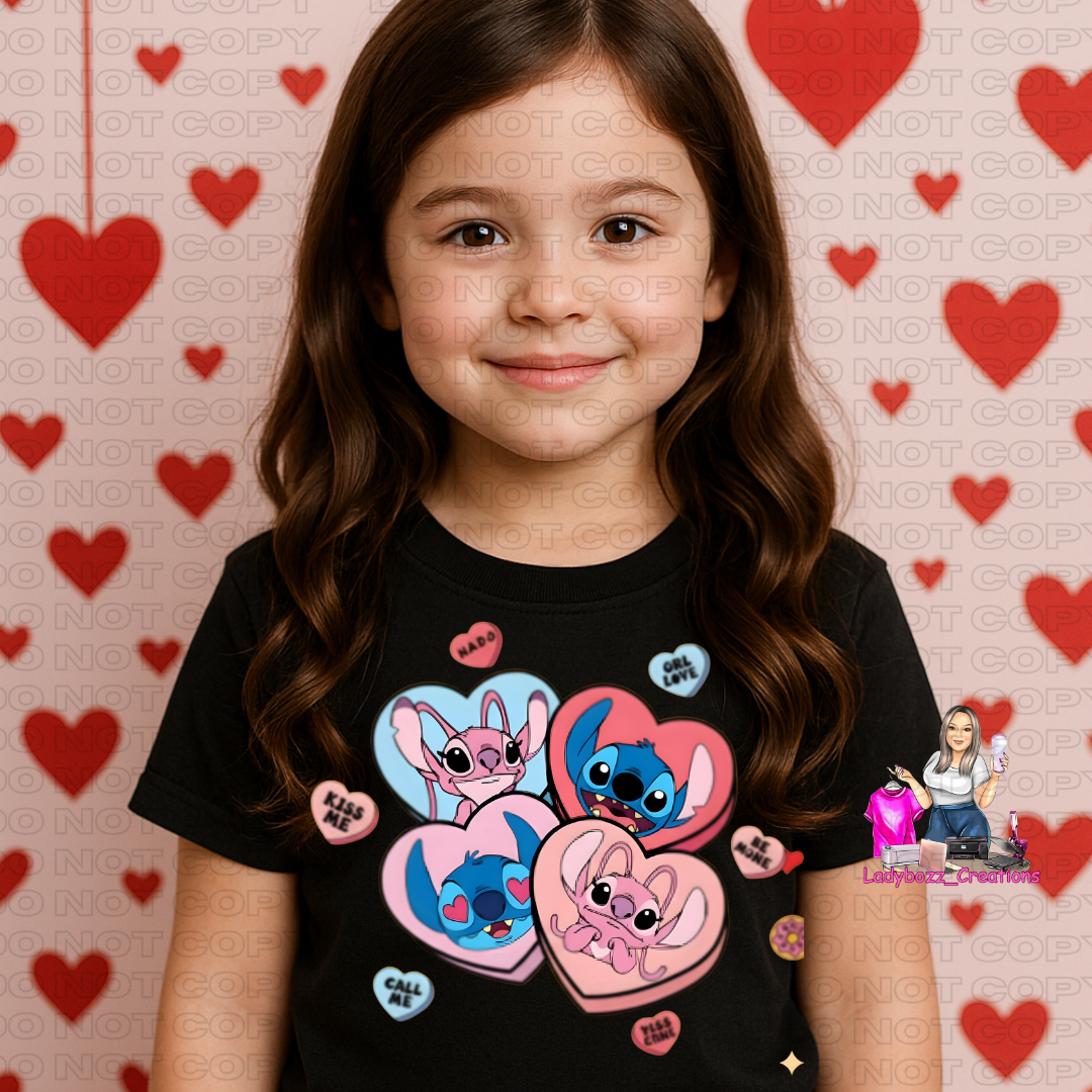 Stitch and Angel Hearts/Valentines/kids/tshirts