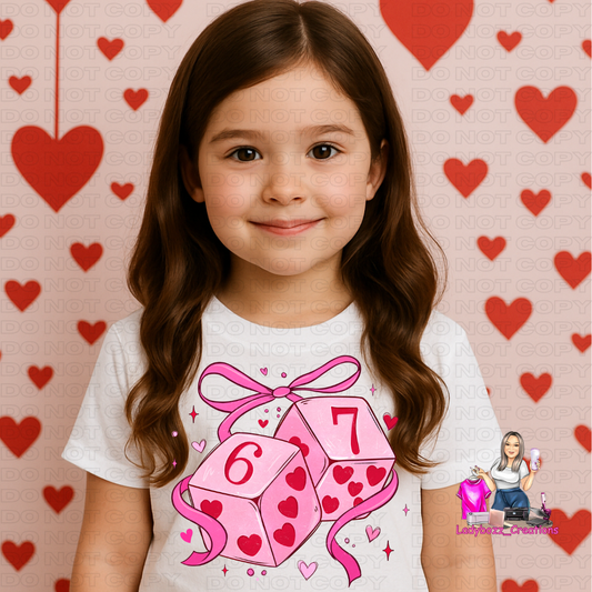 67 Dice/ Faux Embroidery/Valentines/kids/tshirts
