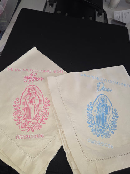 20in x 20in Personalized Cloth Napkins/Custom/First Comunion/Recuerdos/keepsakes