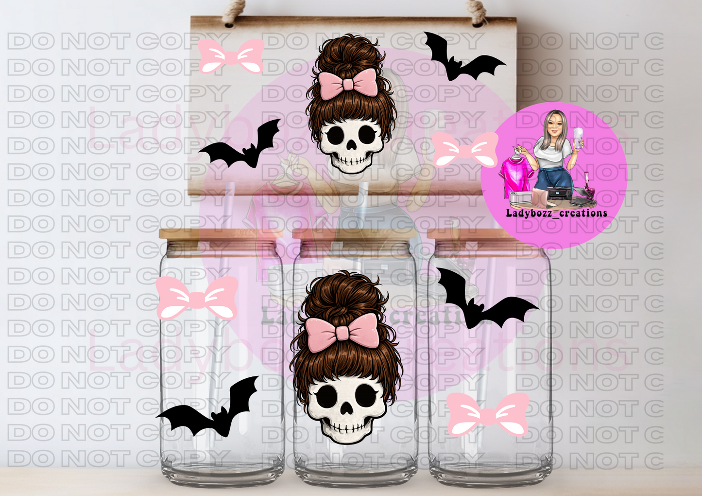 Messy Bun Skull Girl Libbey Cup/3D Can Opener
