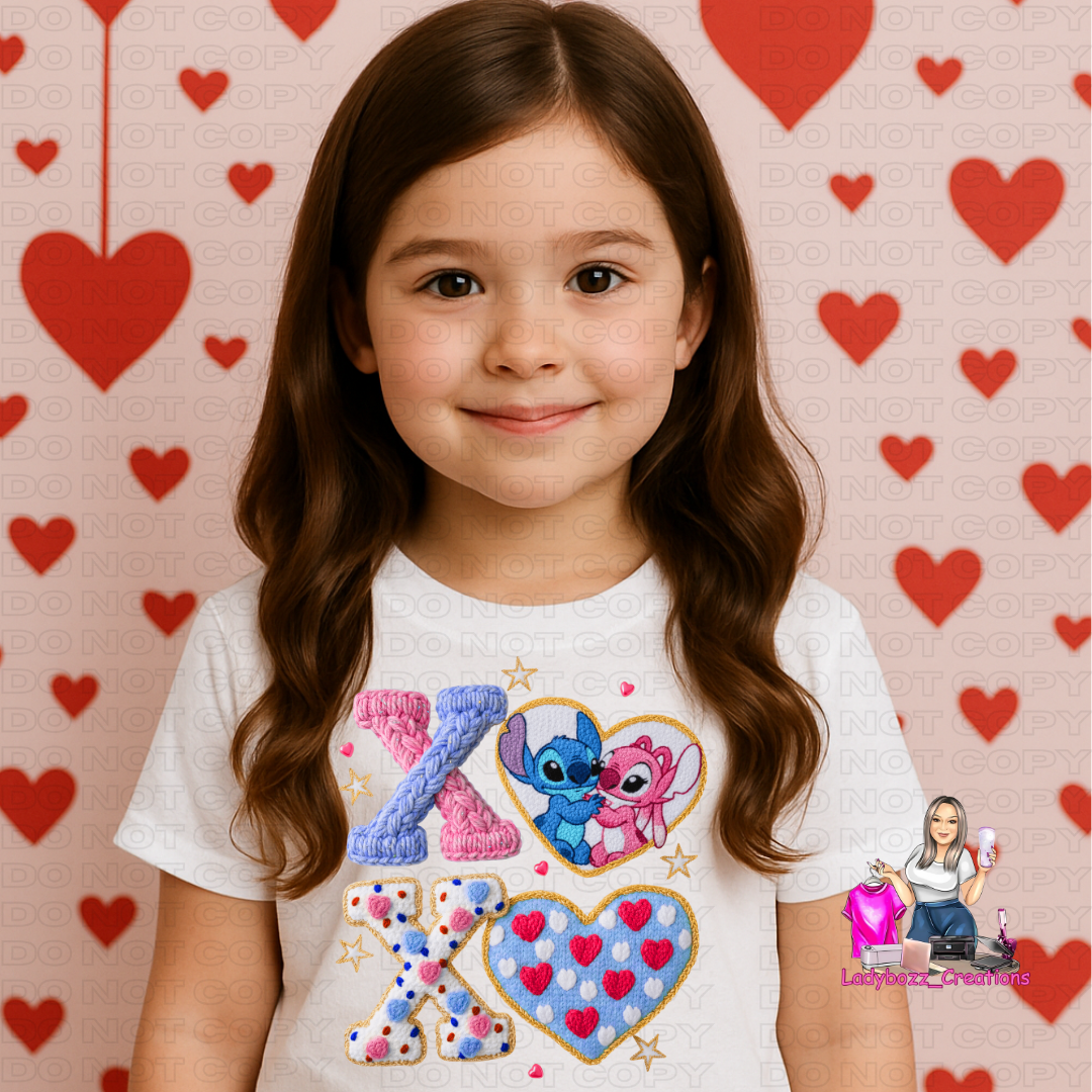 XOXO Stitch/Valentines/kids/tshirts