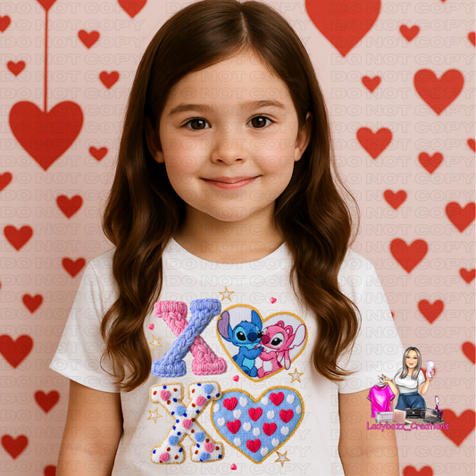 XOXO Stitch/Valentines/kids/tshirts