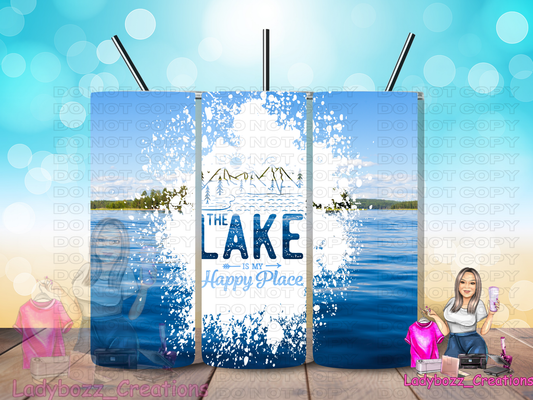 The Lake My Happy Place/ Tumbler/ or sublimation print