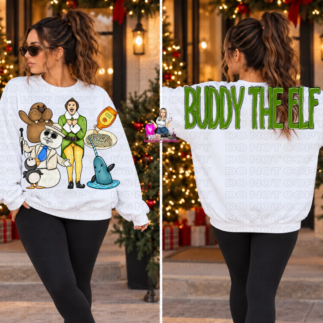 Elf Movie Sweatshirts Front and Back Design/Christmas