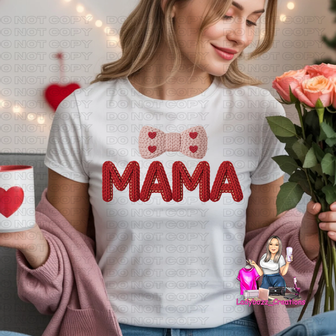 Mama/Valentines/Faux Embroidery Tshirt/Several Options