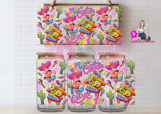 Yellow Sponge Cinco De Mayo/2 Wraps Only or Libbey Cup