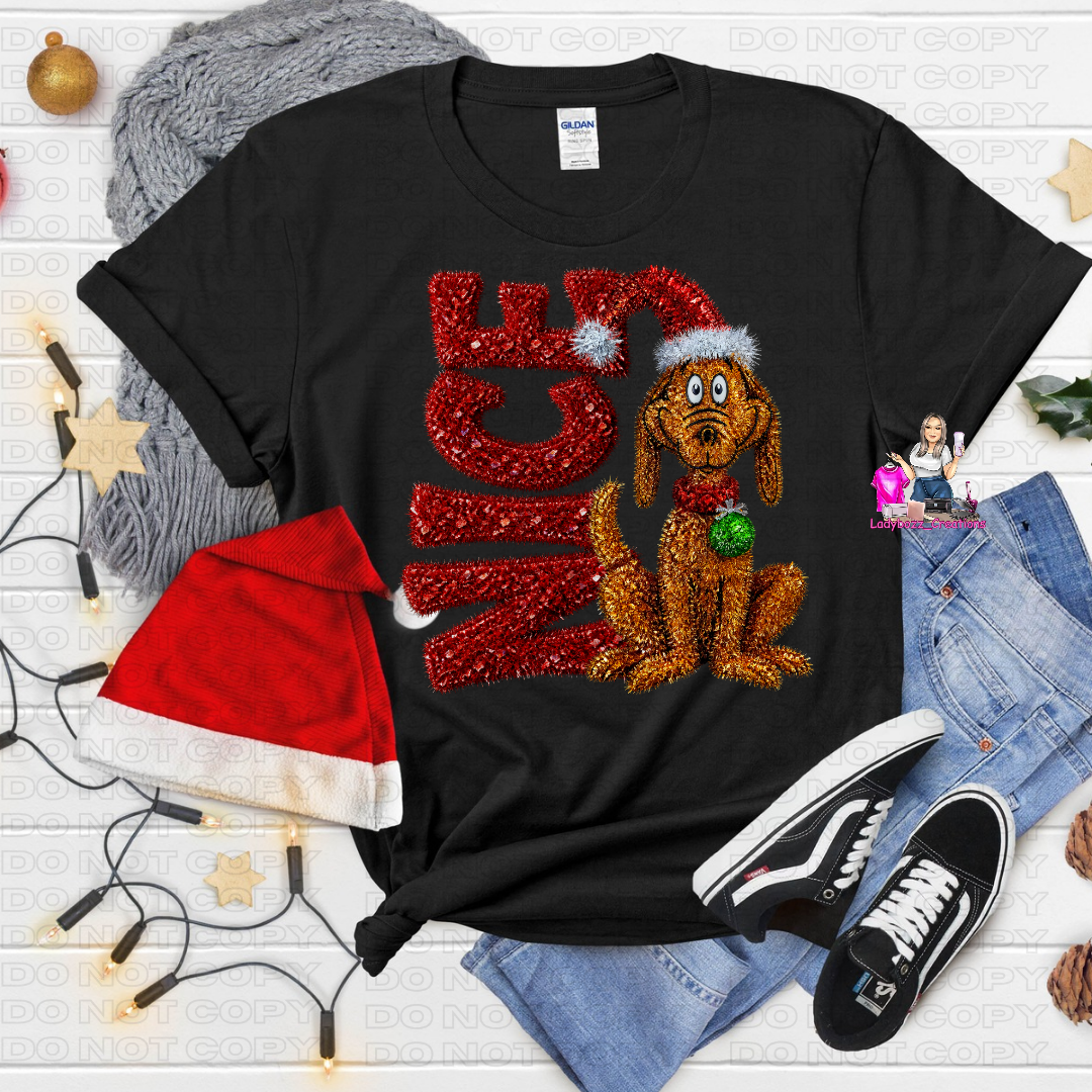 Nice/Dog Christmas Tshirt