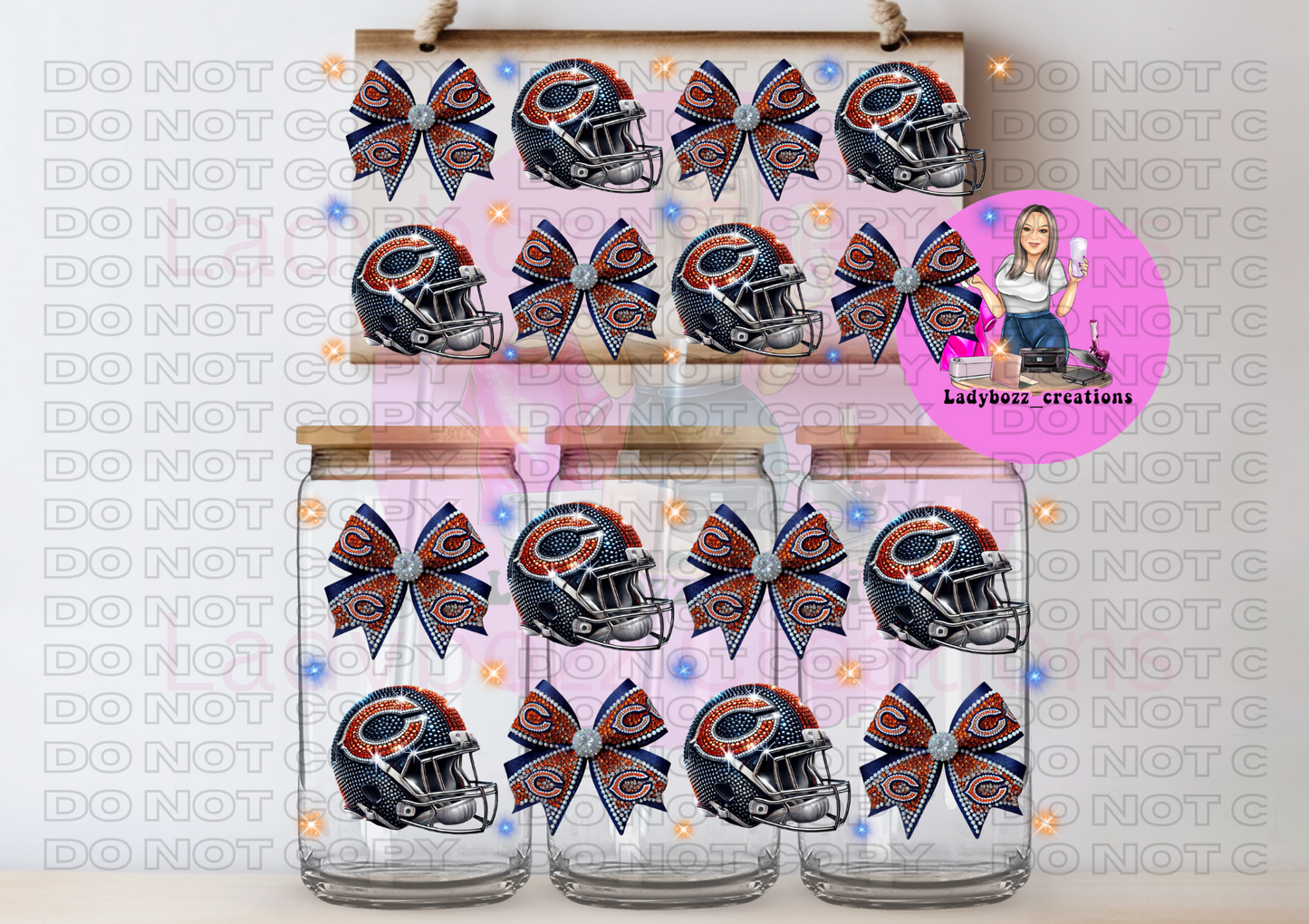 Football Team Faux Glitter Libbey WRAP ONLY