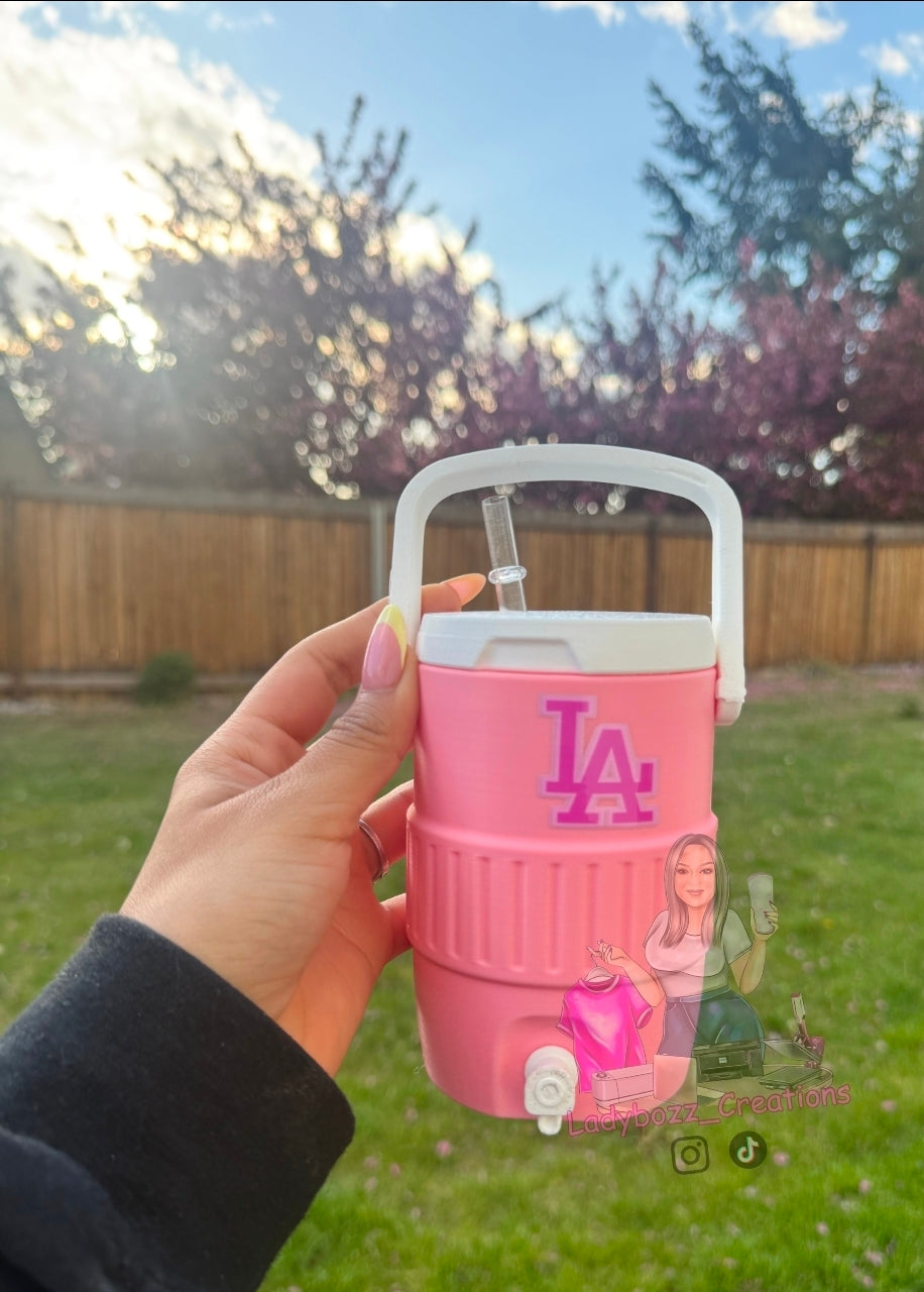 LA 3D Printed Cup Can Holder with Handle + Straw (Optional Keychain Add-On)