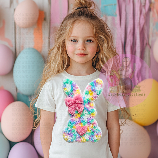 Easter Faux Bunny Embroidery/kids/tshirts