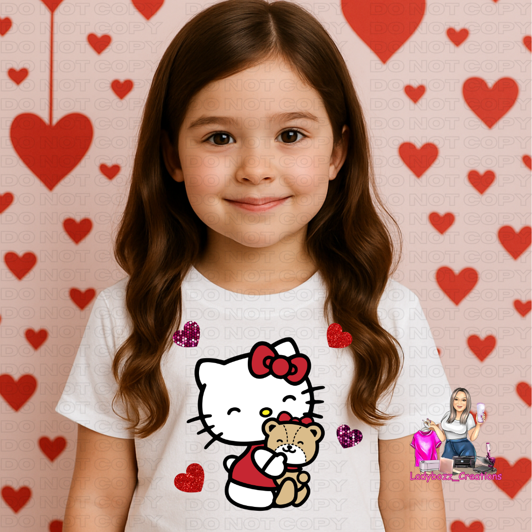 Hello Kitty with Bear/Valentines/kids/tshirts