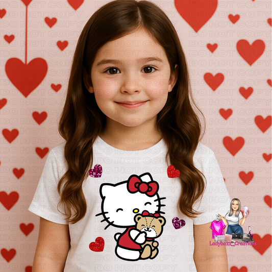 Hello Kitty with Bear/Valentines/kids/tshirts