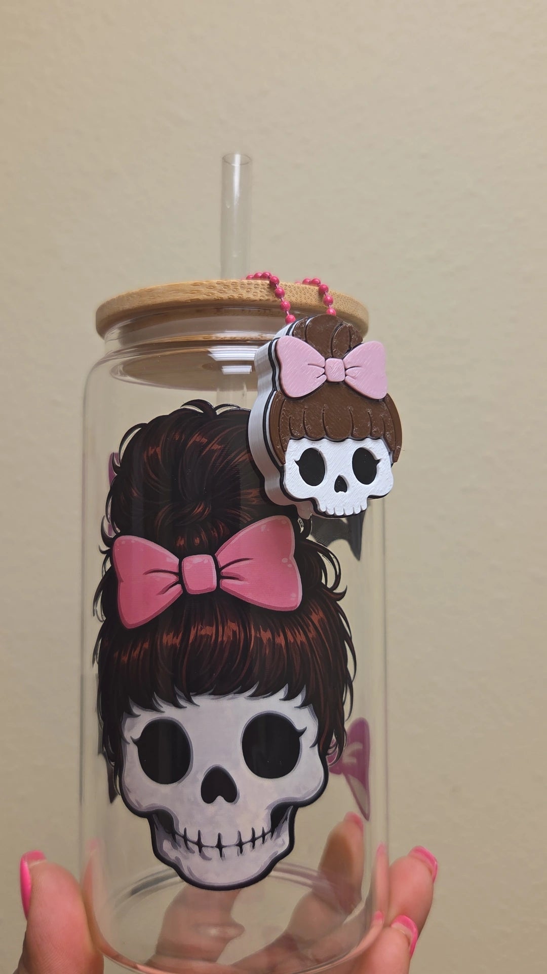 Messy Bun Skull Girl Libbey Cup/3D Can Opener