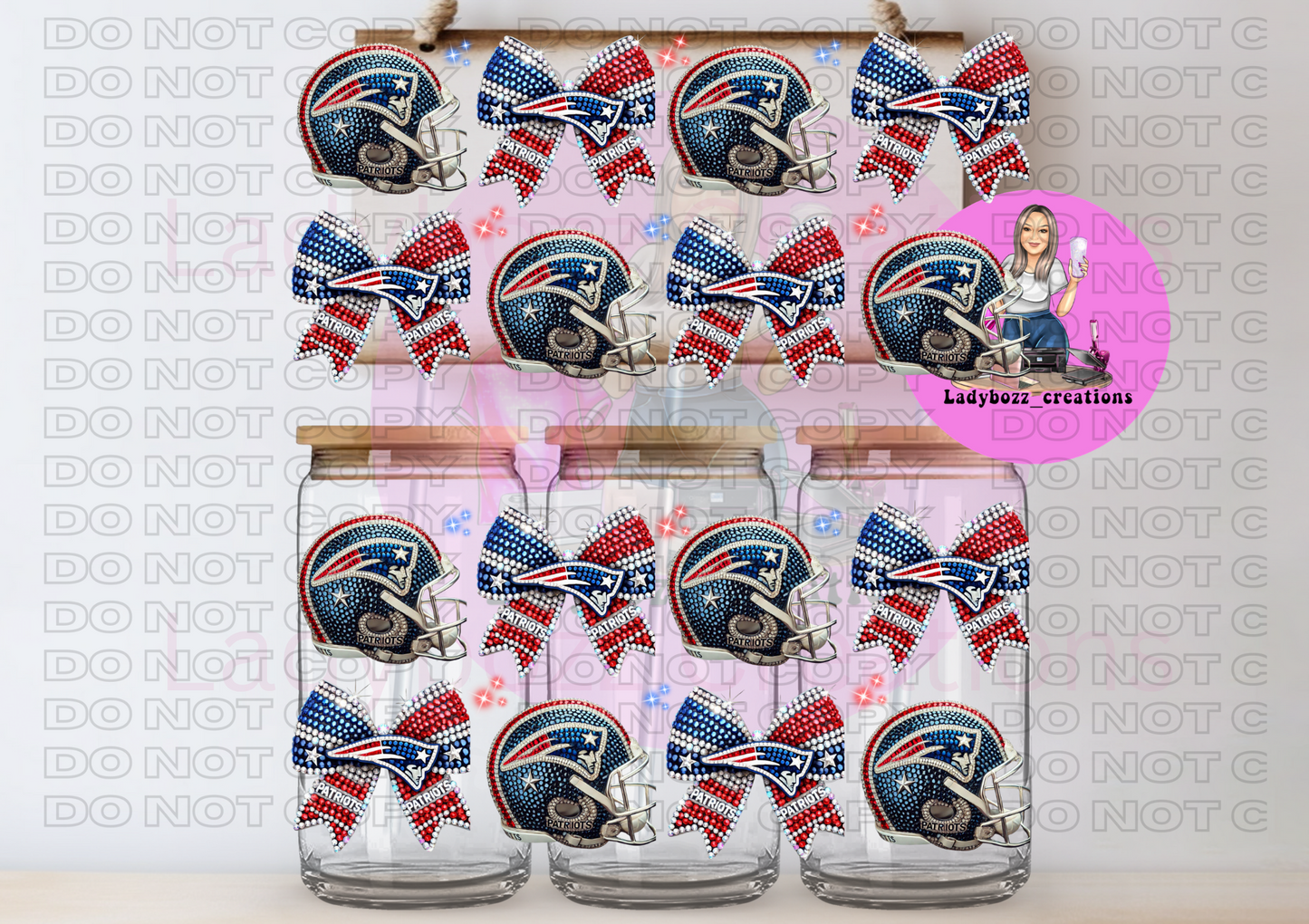 Football Team Faux Glitter Libbey WRAP ONLY