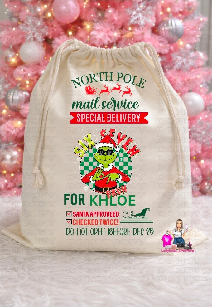 Custom Name Sack Christmas Bags