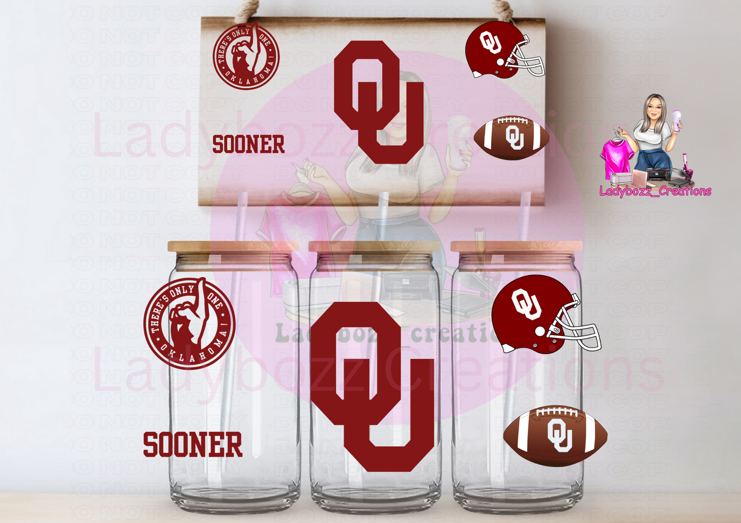 Oklahoma/Sooners/libbey wrap only/2 wraps
