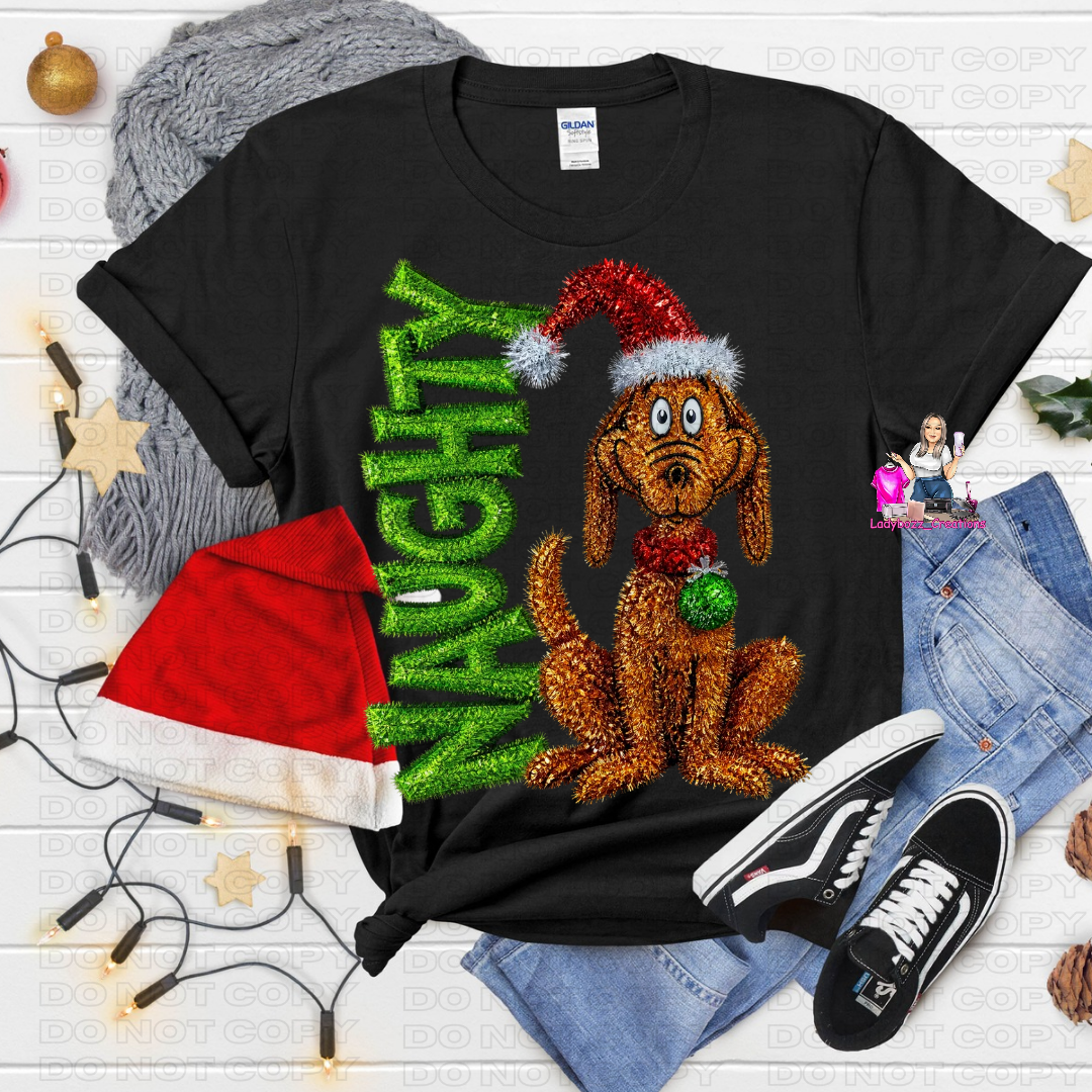 Naughty/Dog Christmas Tshirt