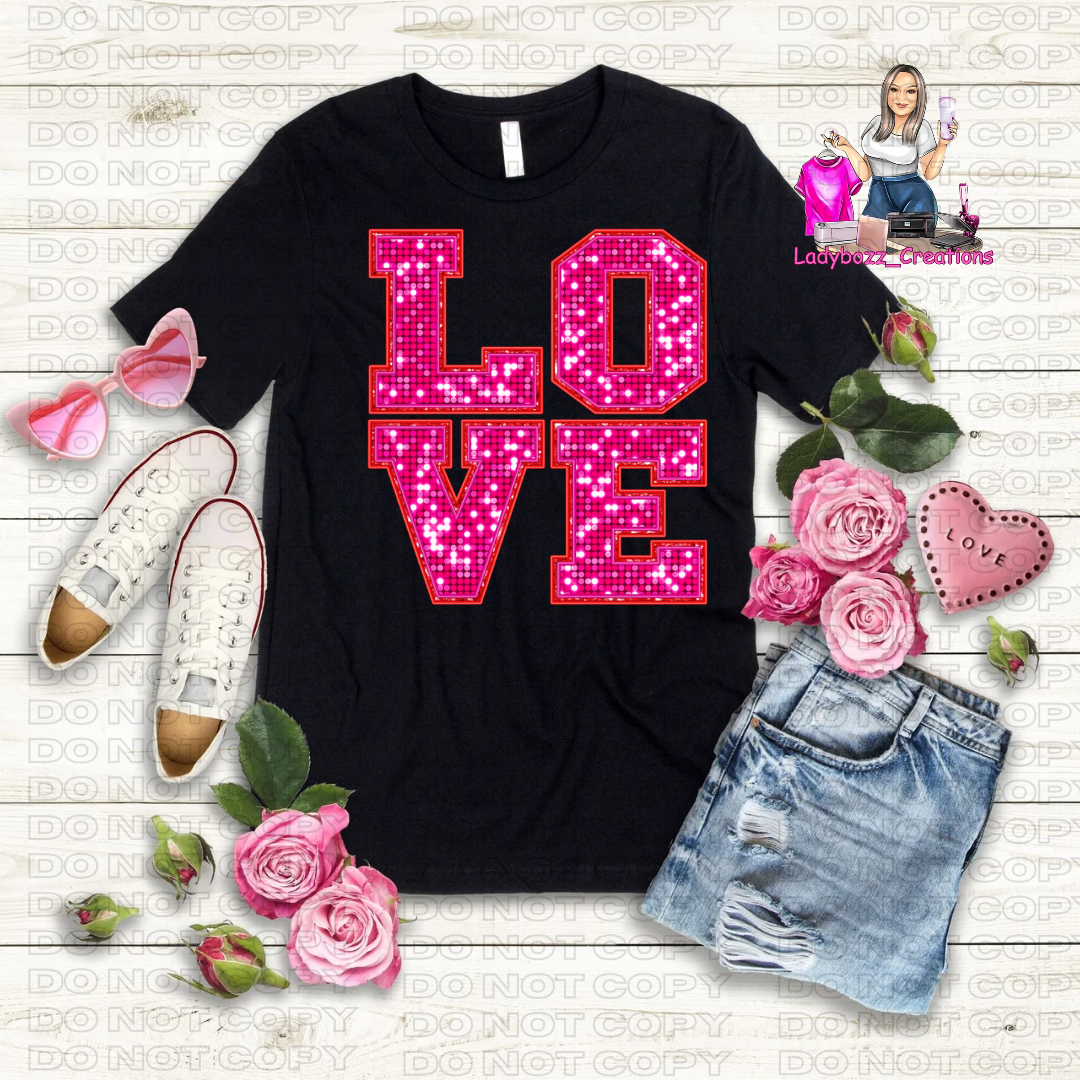 Love/Valentines/Faux Embroidery Tshirt/Several Options