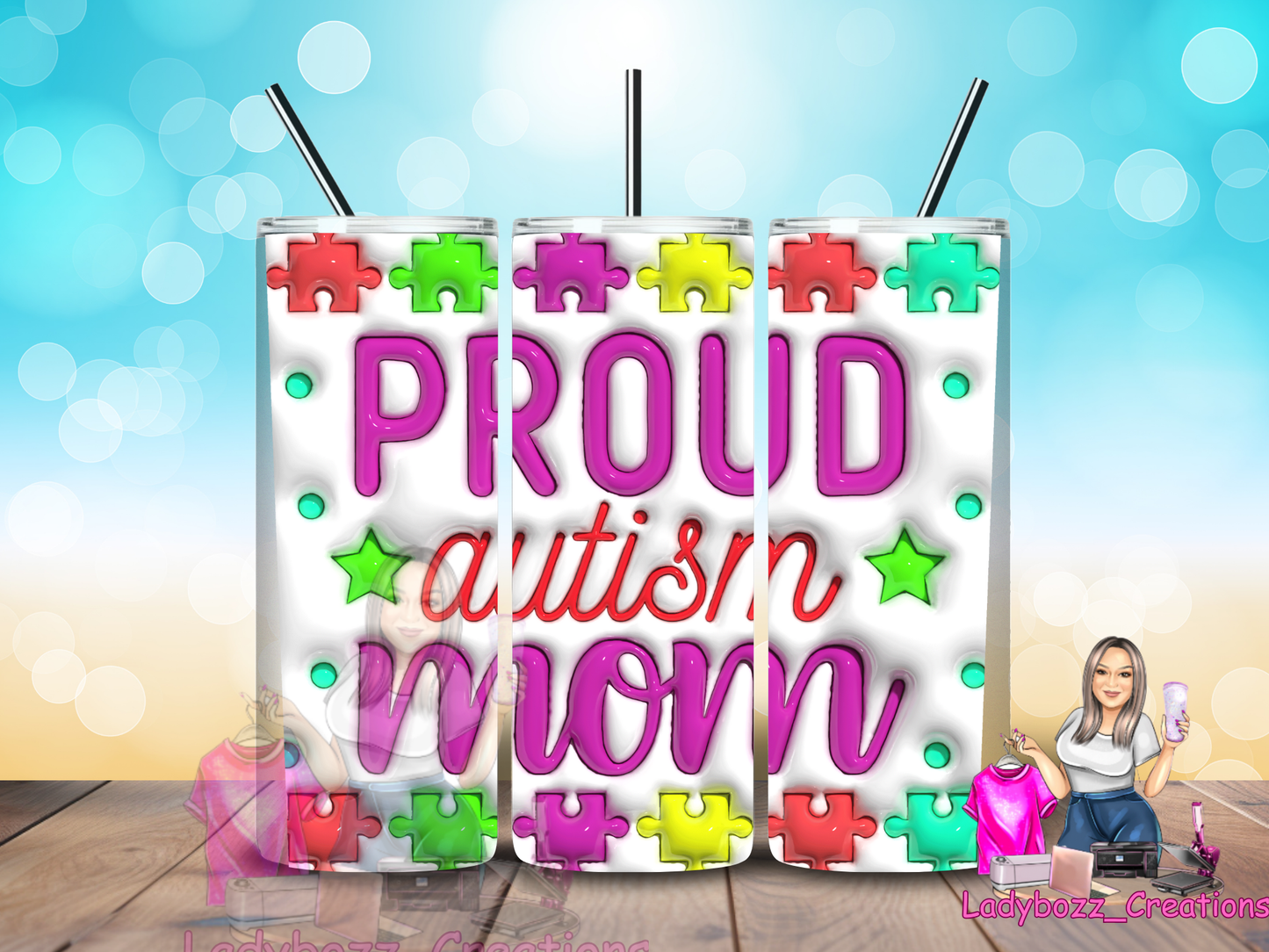 Autism Mom or Dad Tumbler/ or sublimation print