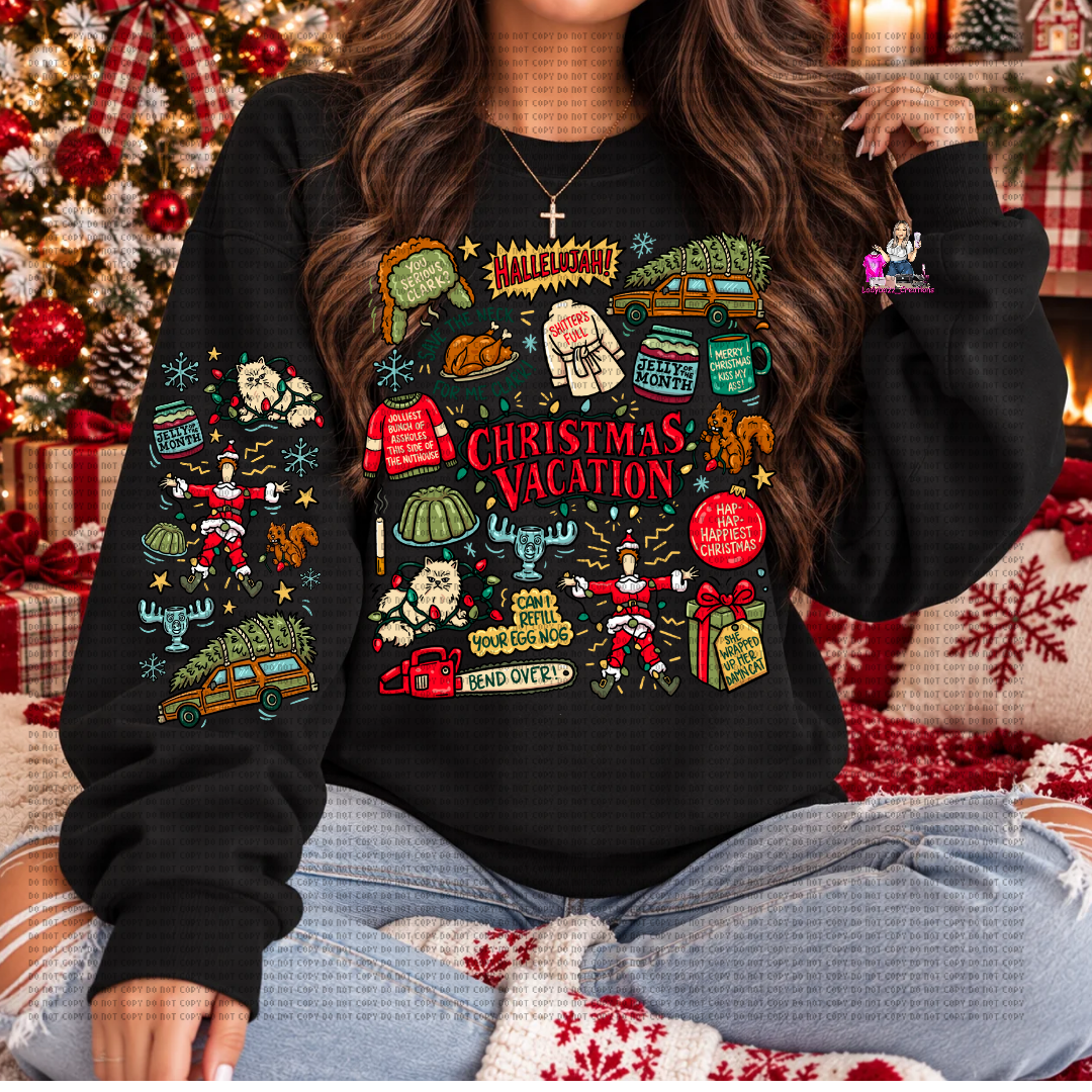 Christmas Vacation Movie Crewneck/Front and Sleeve Design/Christmas