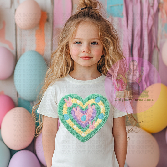 Crochet Faux Heart/Pastel Colors/Easter/kids/tshirts