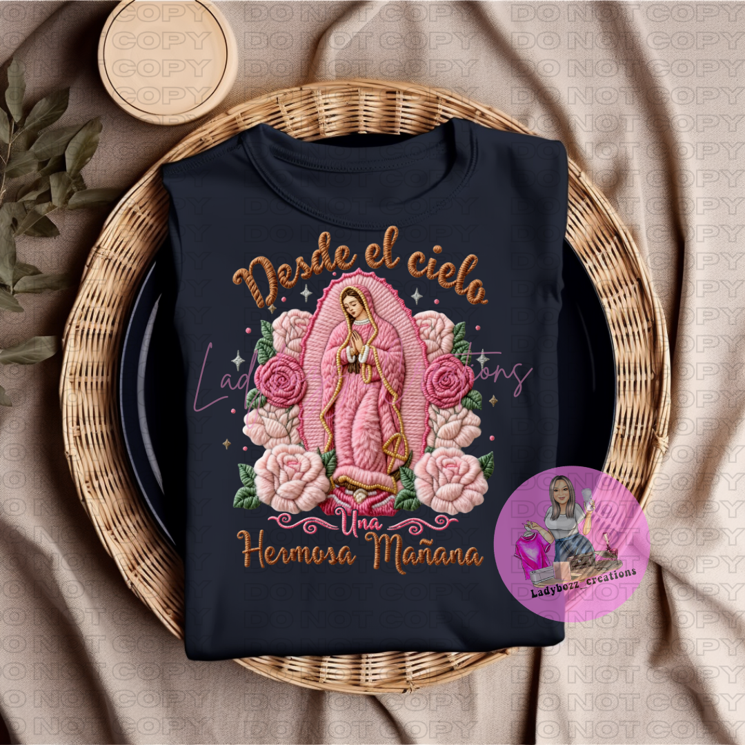 Virgen Mary/Faux Embroidery Tshirt/Several Options