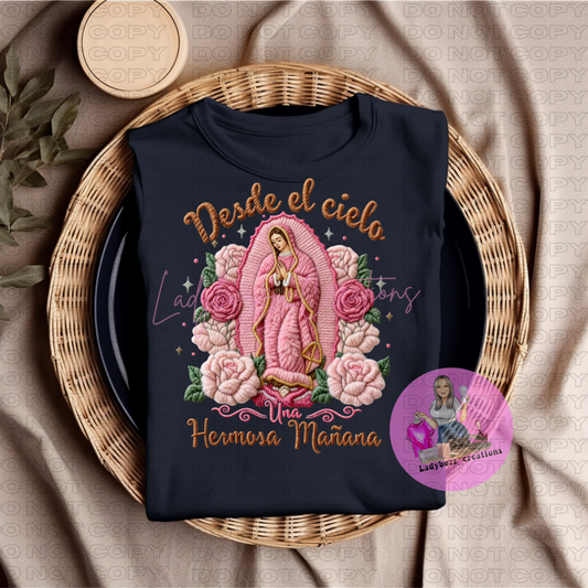 Virgen Mary/Faux Embroidery Tshirt/Several Options