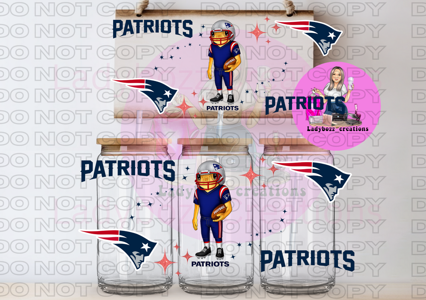 Bad Bunny/Football/Patriots/NFL/1 dtf image/1 libbey wrap