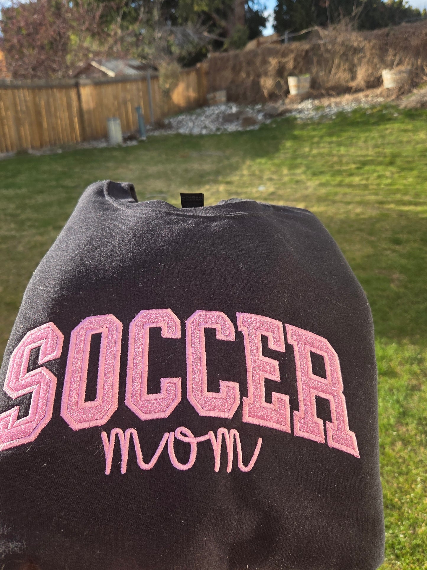 Soccer Mom/Custom Embroidery/Sweaters/with sleeve name
