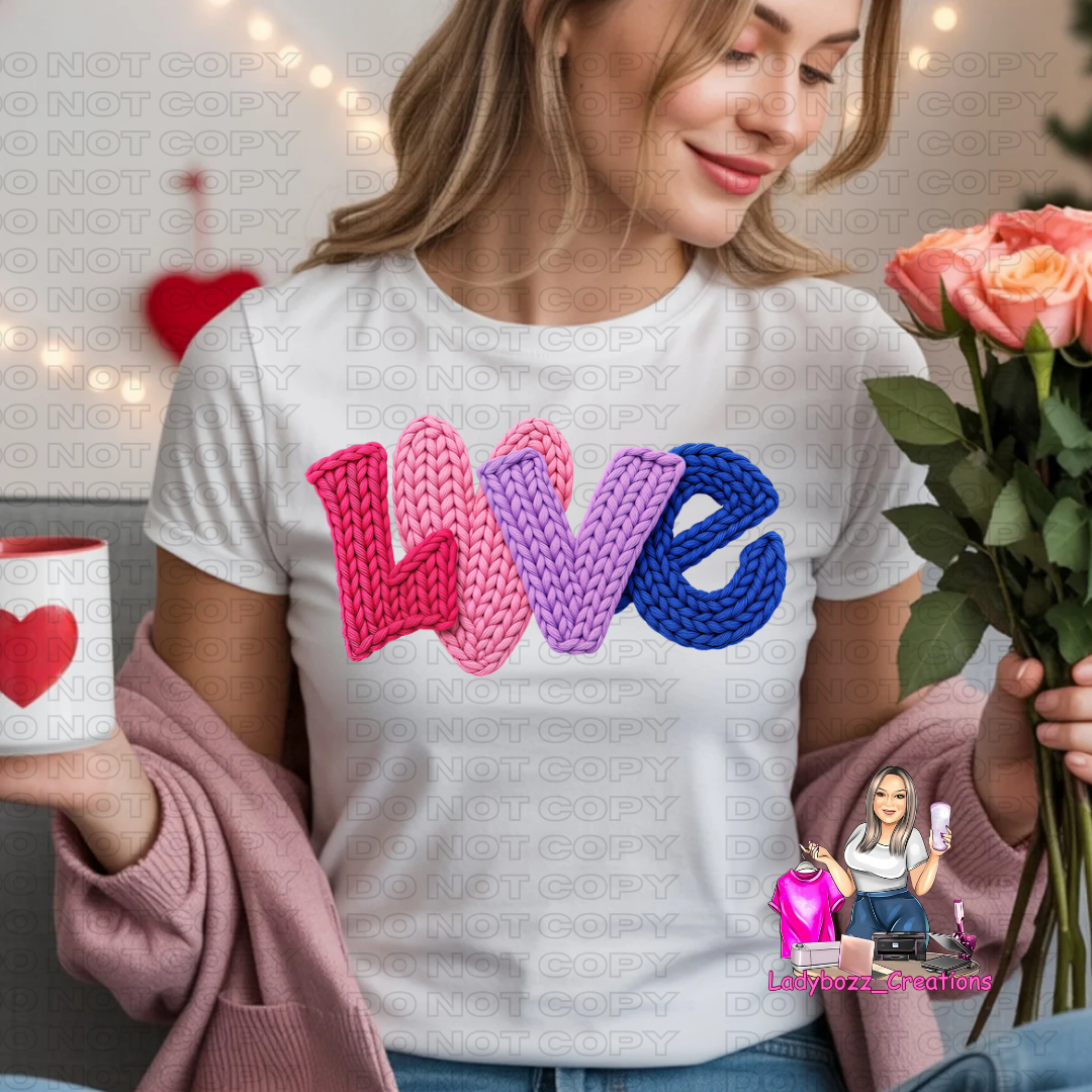 Love/Valentines/Faux Embroidery Tshirt/Several Options