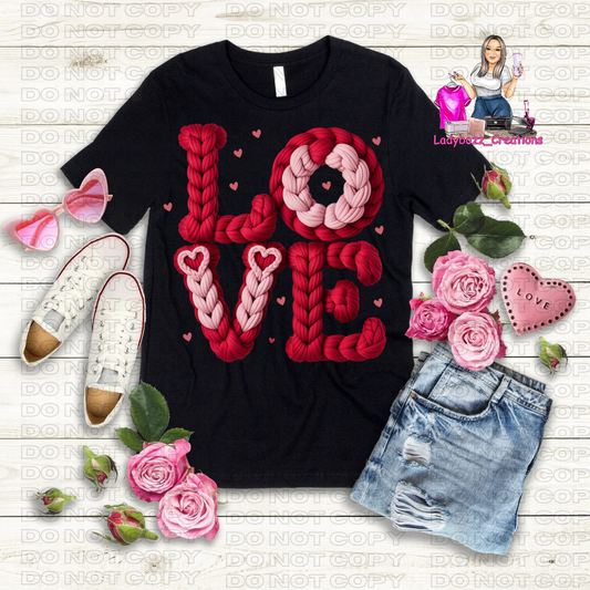 Love/Valentines/Faux Embroidery Tshirt/Several Options