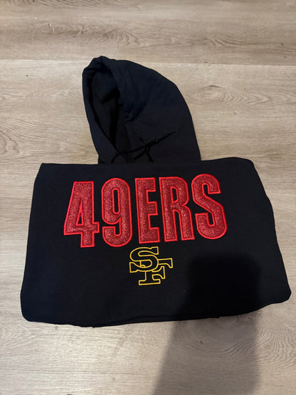 49ers Custom Embroidery Football Crewneck with Appliqué | Personalized Sports Sweatshirt