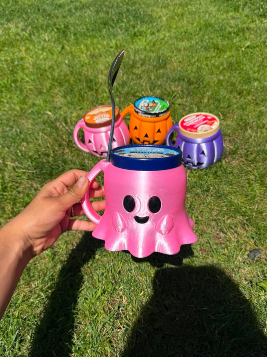 Ghost Ice Cream Pint Holder/Halloween/3d