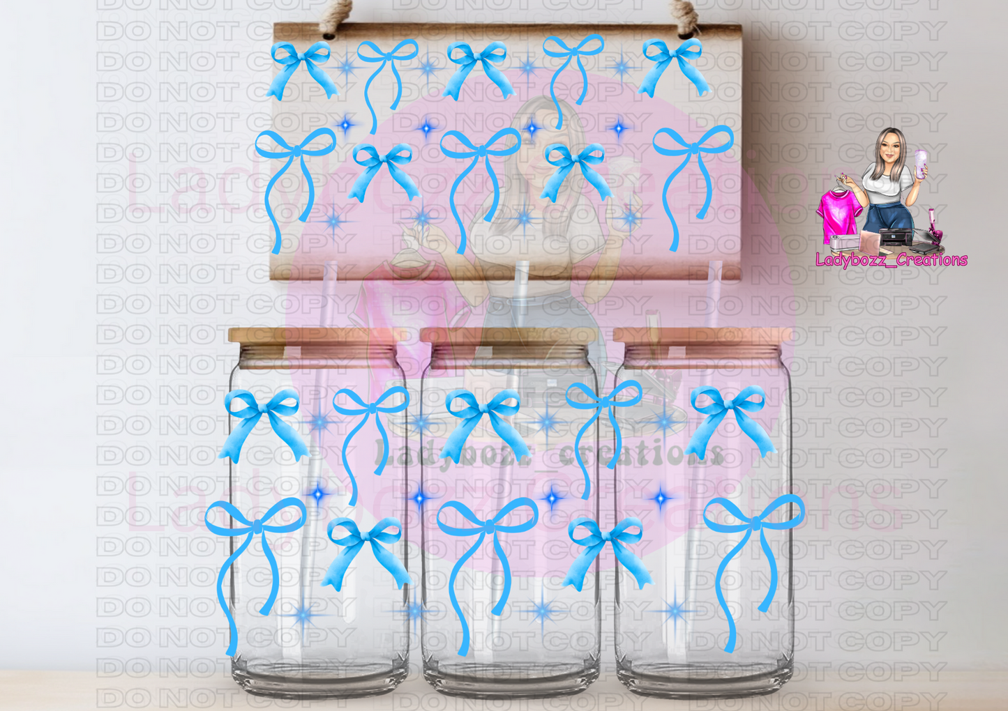 Blue Coquette Bows/Libbey Cup or 2 Wraps Only