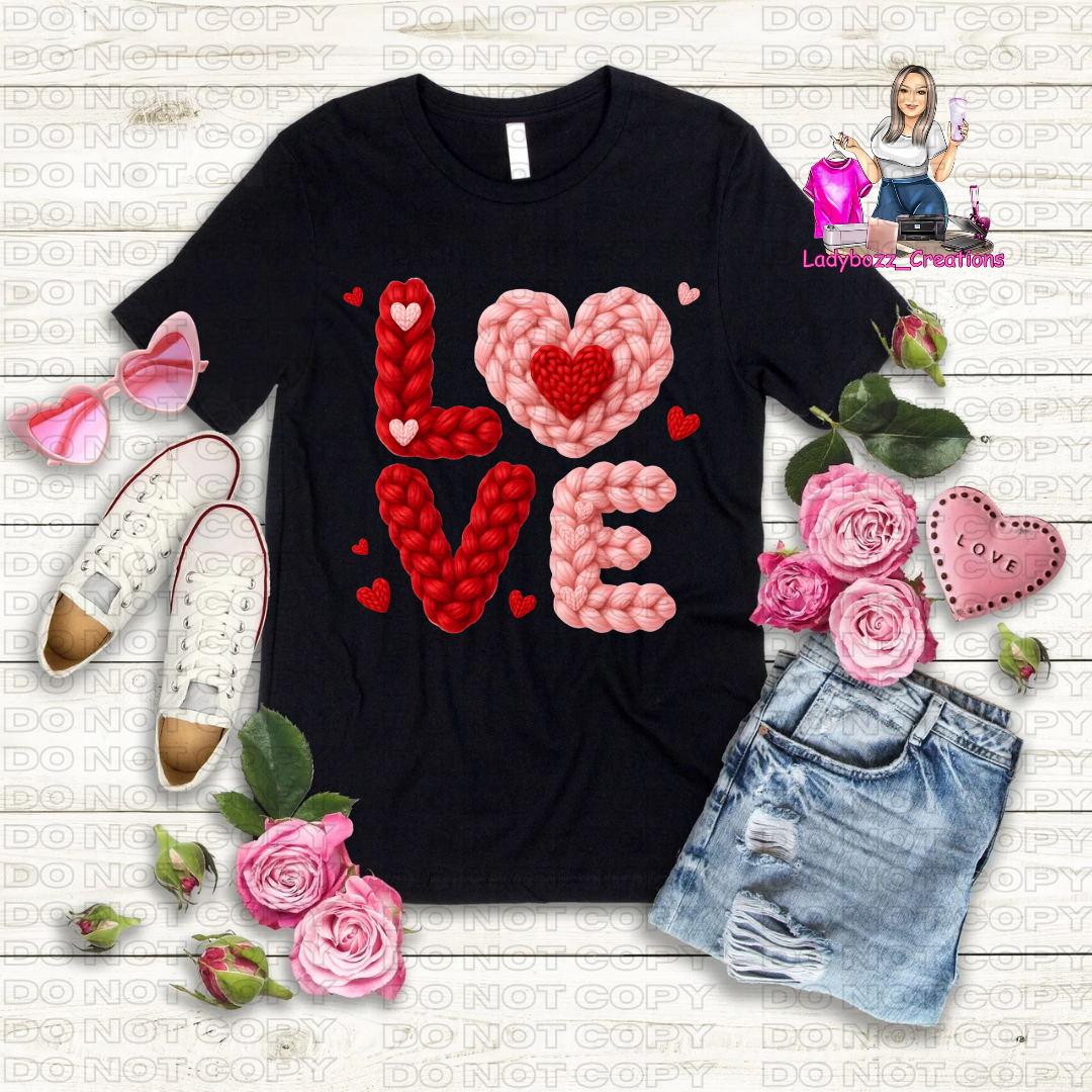 Love/Valentines/Faux Embroidery Tshirt/Several Options