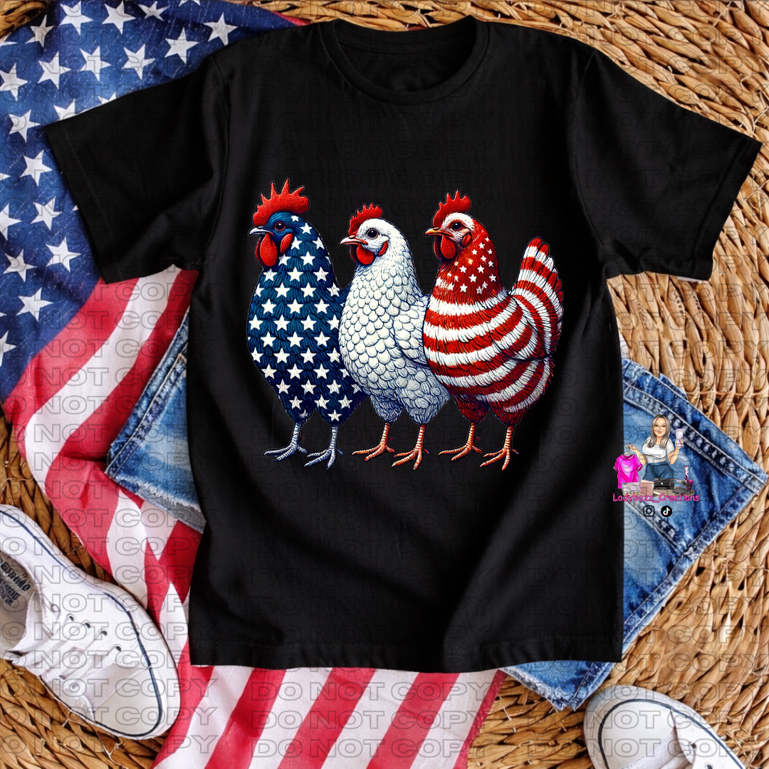 4th of July/3 Chickens/Tshirt or print only/