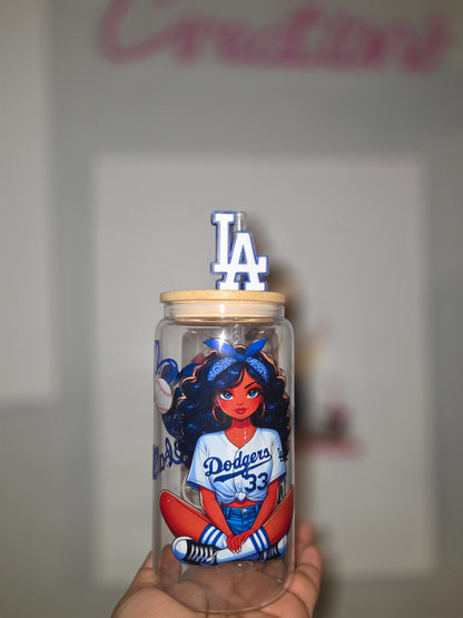 LA Girl/Libbey Cup with straw topper/Baseball
