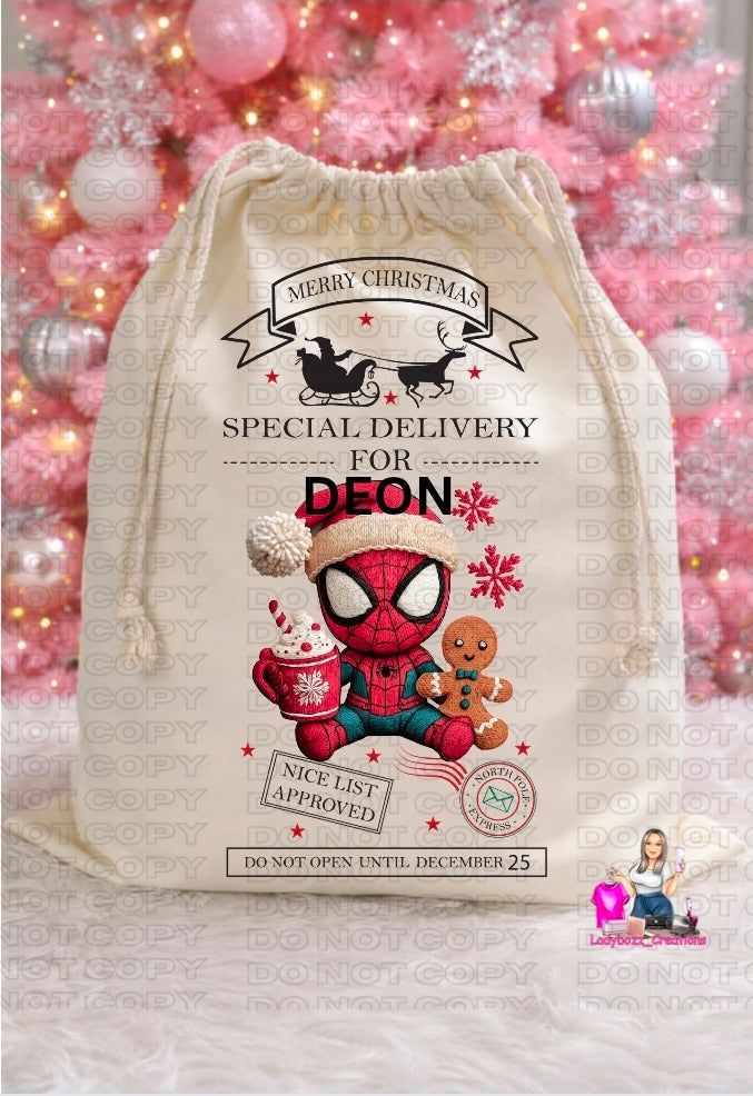 Custom Name Sack Christmas Bags