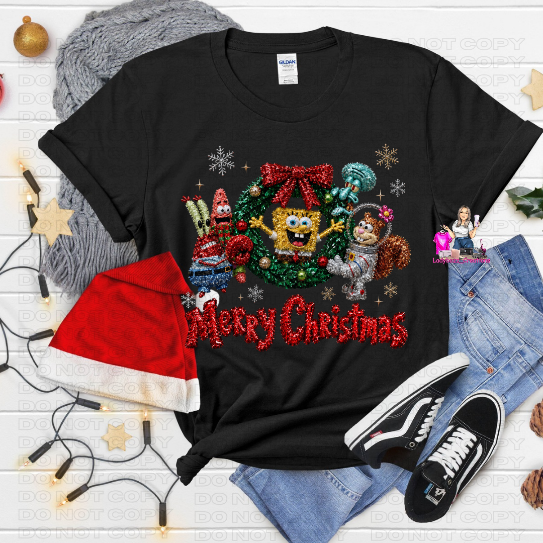 Yellow Sponge/Christmas Tshirt