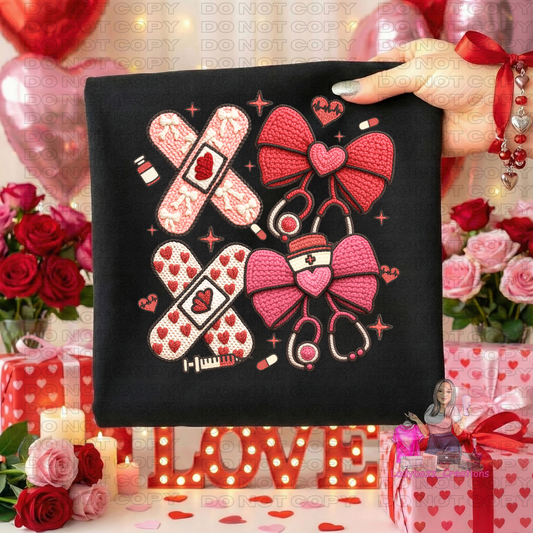 Nurse Coquette/Faux Embroidery/Tshirt/Valentines