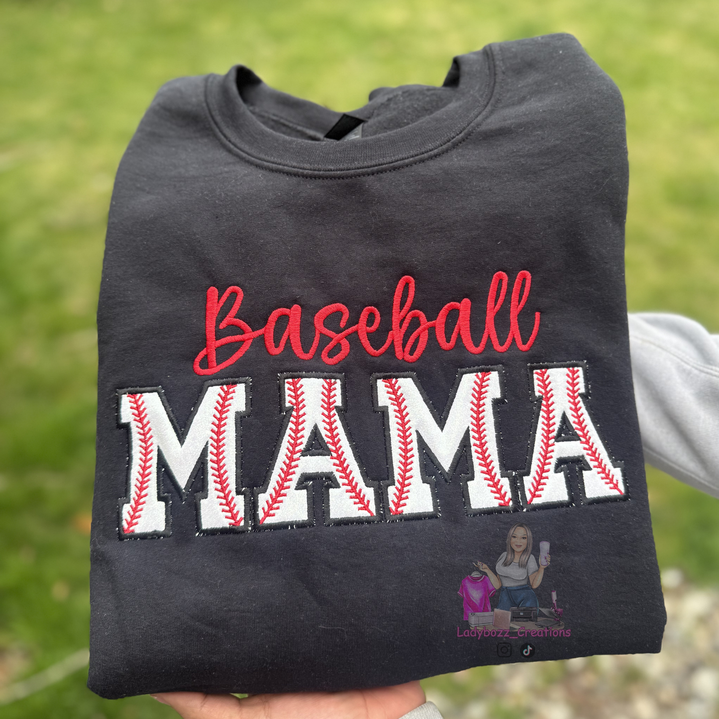 Baseball Mama/Custom Embroidery/Sweaters/with sleeve name