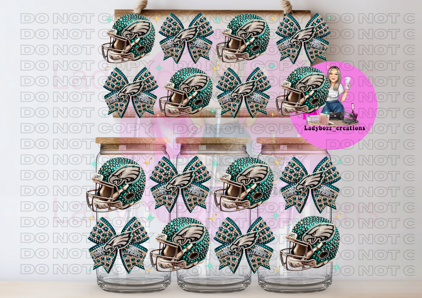 Football Team Faux Glitter Libbey WRAP ONLY