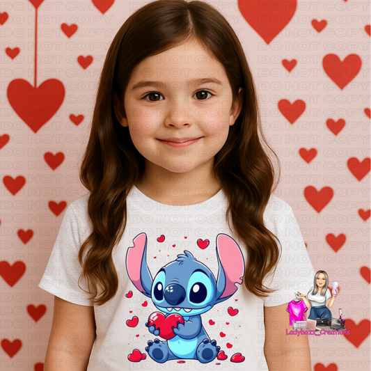Stitch Heart/Valentines/kids/tshirts