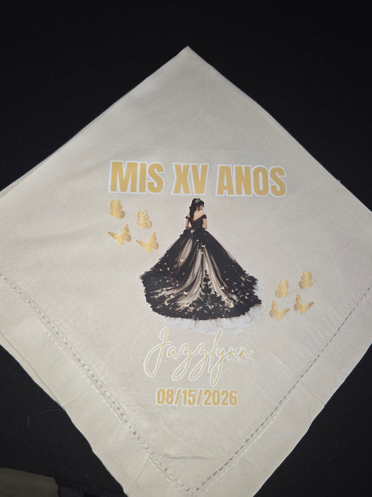 20in x 20in Personalized Cloth Napkins/Custom/Quinceañera/keepsakes/Recuerdos