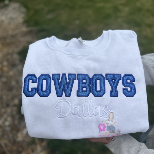 Dallas Custom Embroidery Football Crewneck with Appliqué | Personalized Sports Sweatshirt