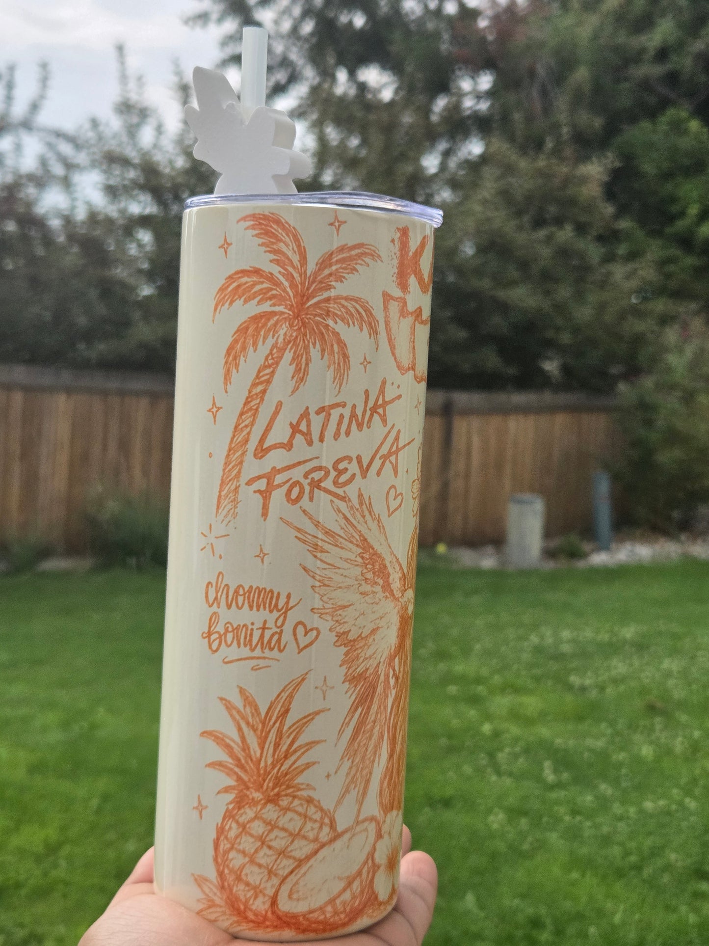 Karol G Tumbler with straw topper/ or sublimation print/